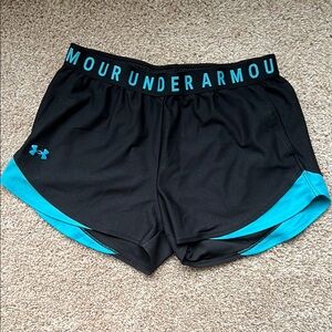 Under Armour Women's Black Shorts with Blue Trim